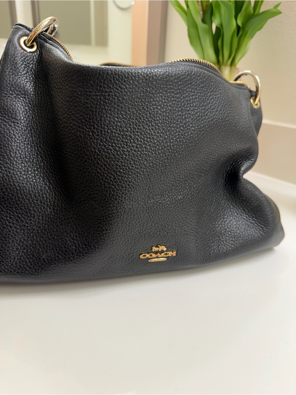 Coach Clarkson Hobo Pebbled Leather Shoulder Bag Black